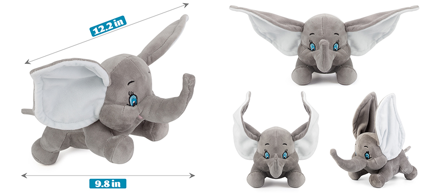 the size of small elephant plush and play this products 